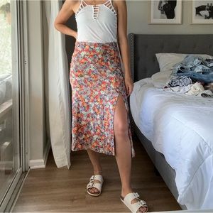 H&M floral midi skirt